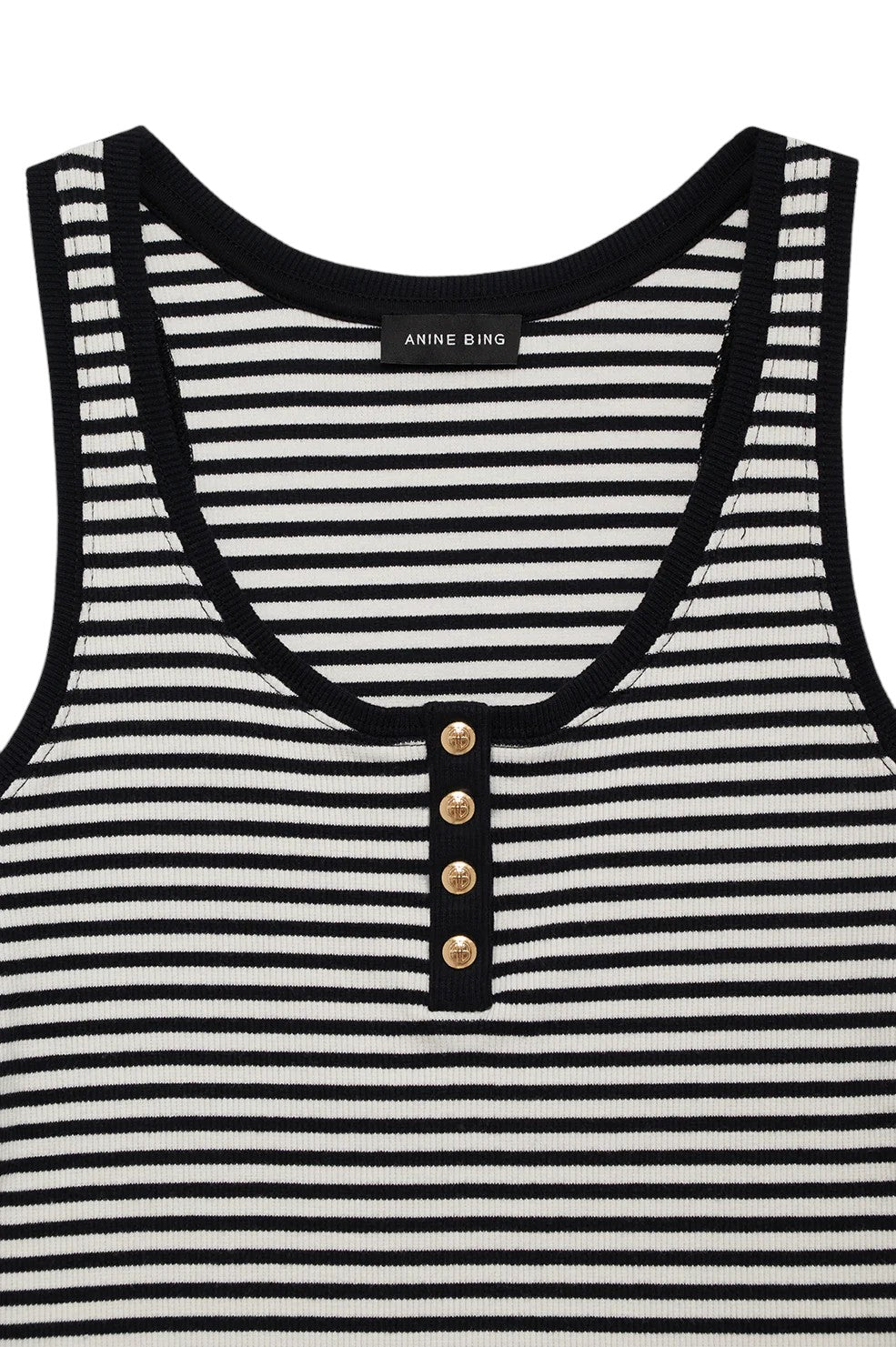 Alessia Tank - Cream And Black Stripe