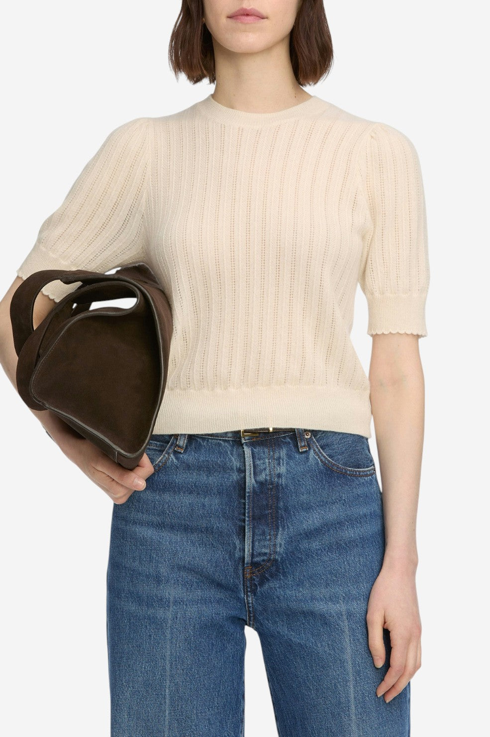 The Ladder Pointelle Sweater - Cream