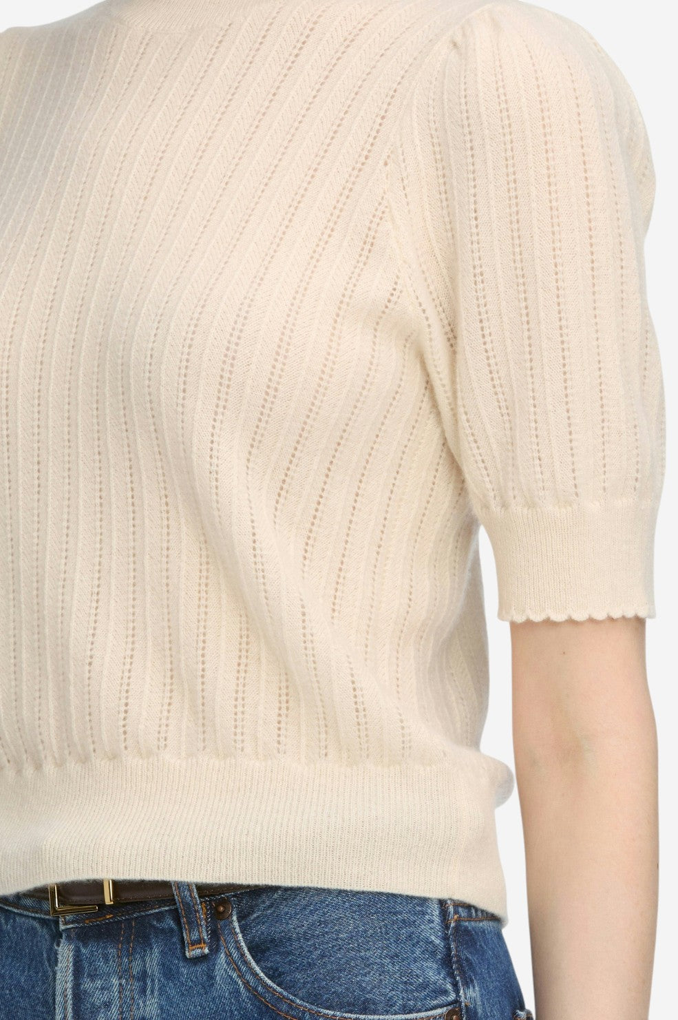 The Ladder Pointelle Sweater - Cream