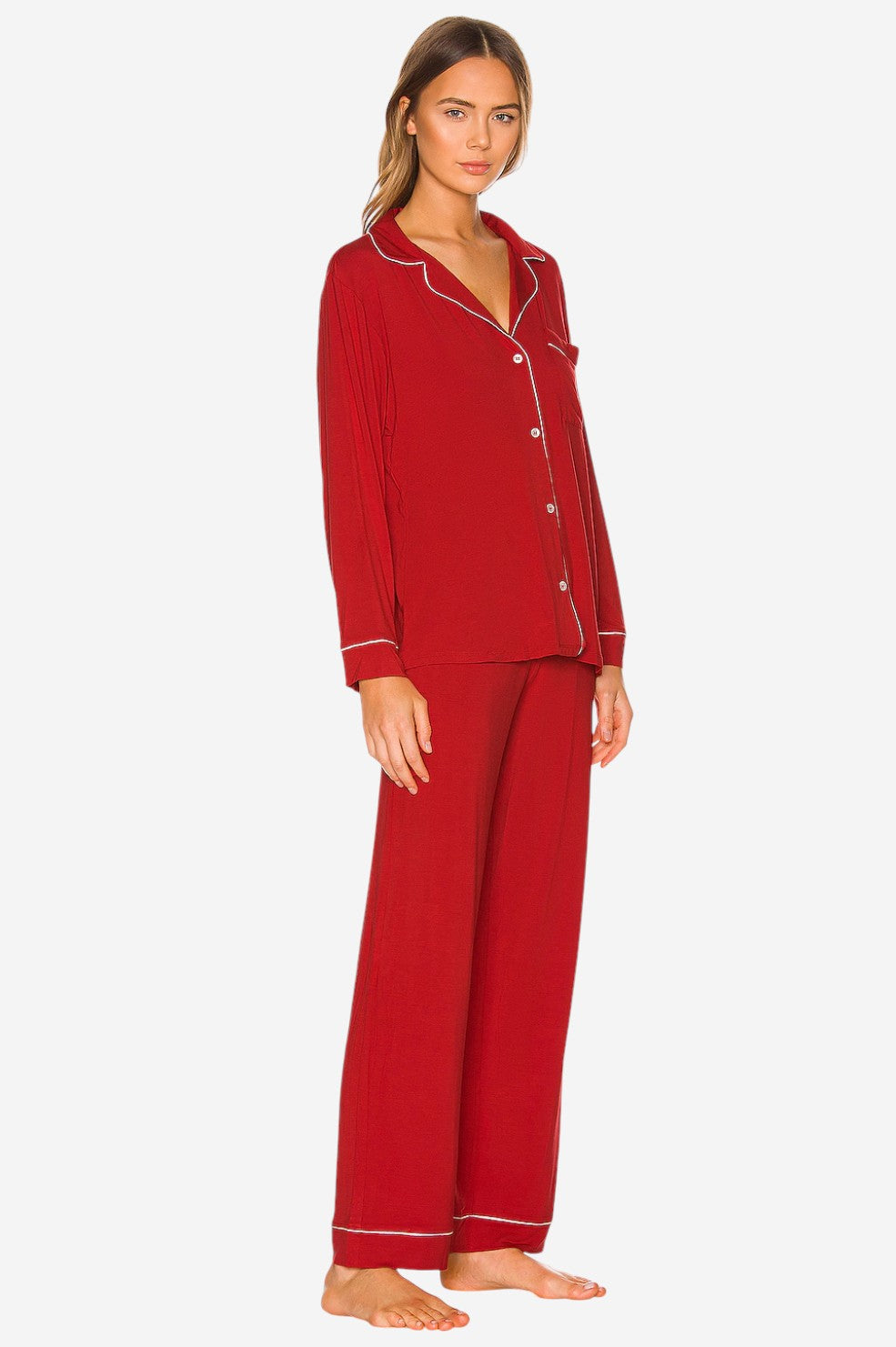 Gisele Long PJ Set - Holly Red/Ivory