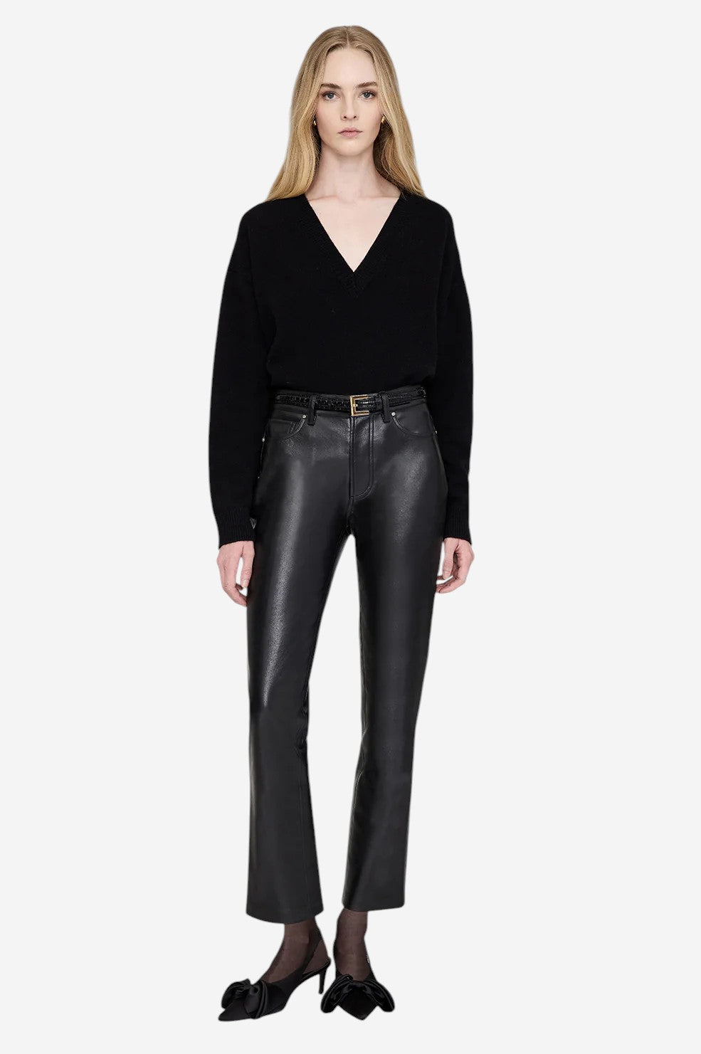 Nina Heels With Bow - Black Satin