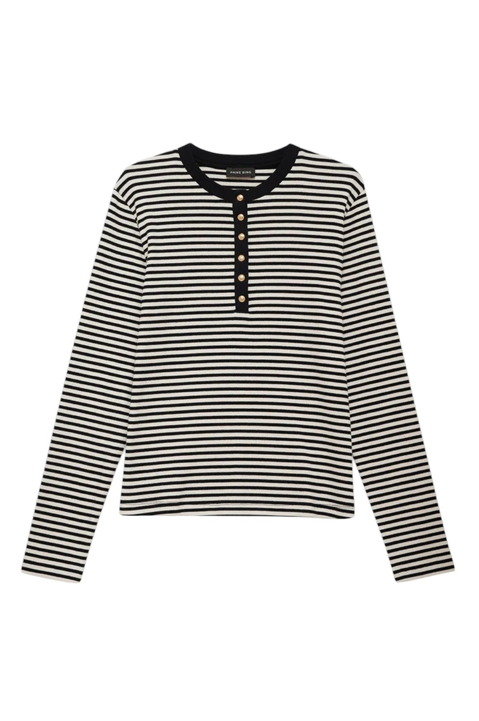 Alessia Long Sleeve Tee - Cream And Black Stripe