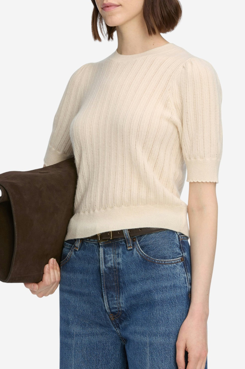 The Ladder Pointelle Sweater - Cream