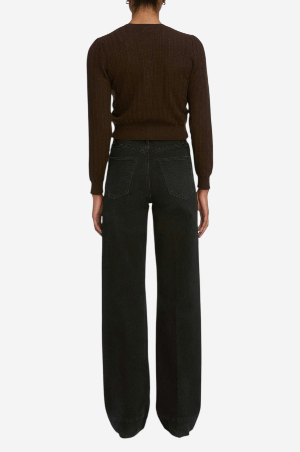 The Ladder Pointelle Cardi - Coffee