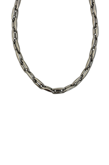 Elongated Chubby Oval Chain Necklace - Silver