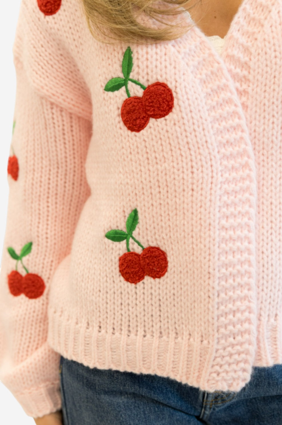 Lexi Cardigan - Pink/Red Cherries