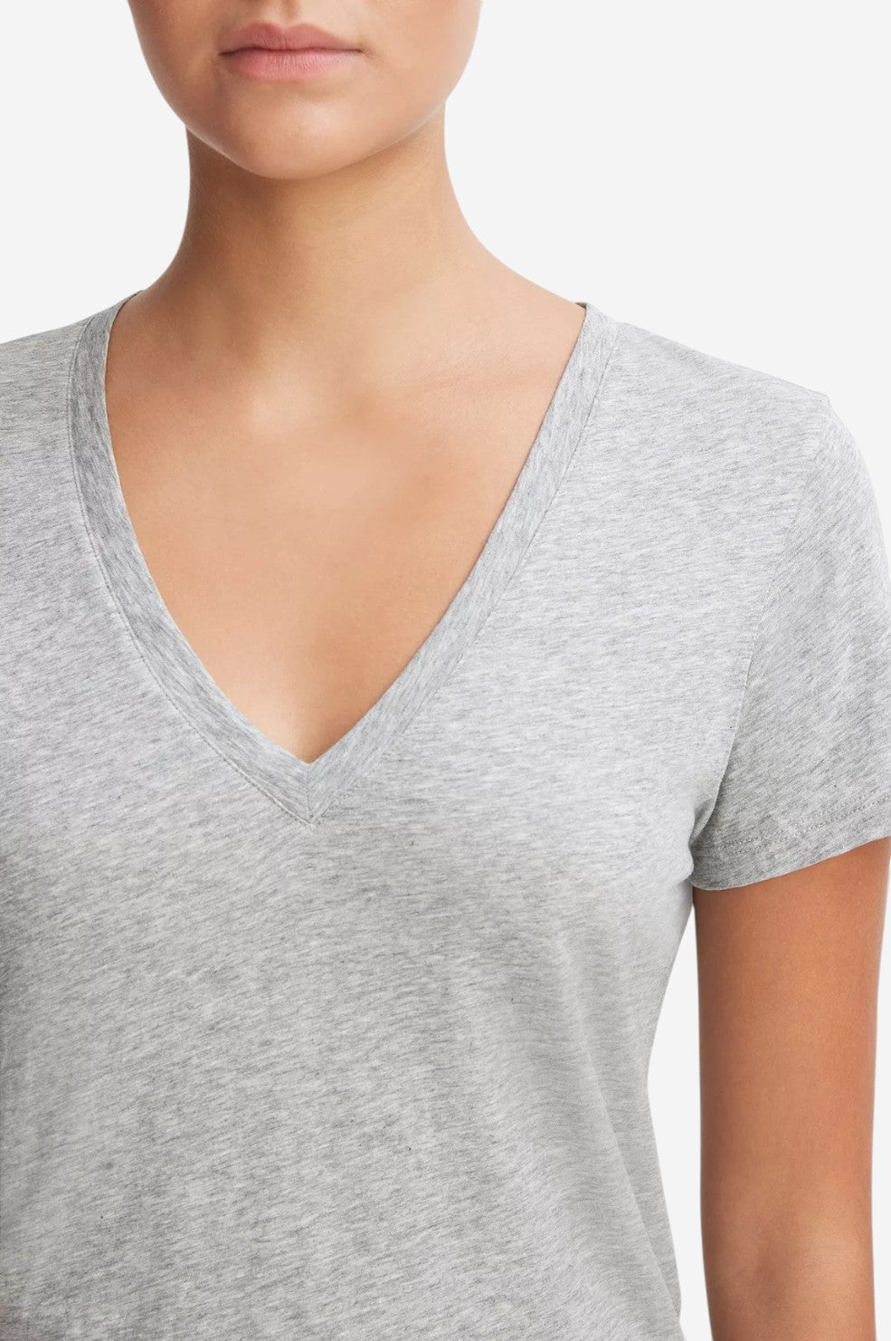 Essential Pima Cotton V-Neck T-Shirt - Heather Grey