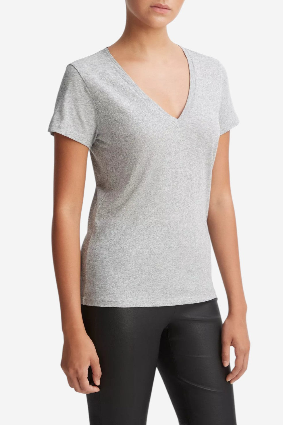 Essential Pima Cotton V-Neck T-Shirt - Heather Grey
