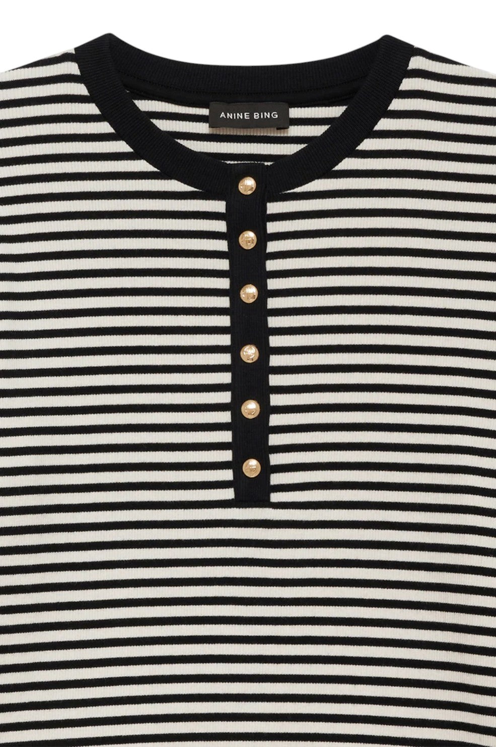 Alessia Long Sleeve Tee - Cream And Black Stripe