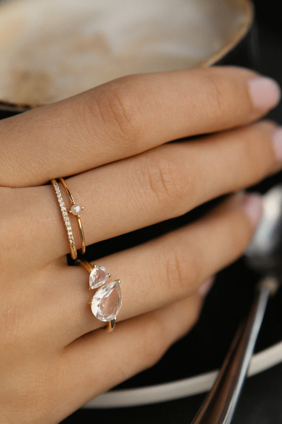 Toi Et Moi Ring - White Topaz