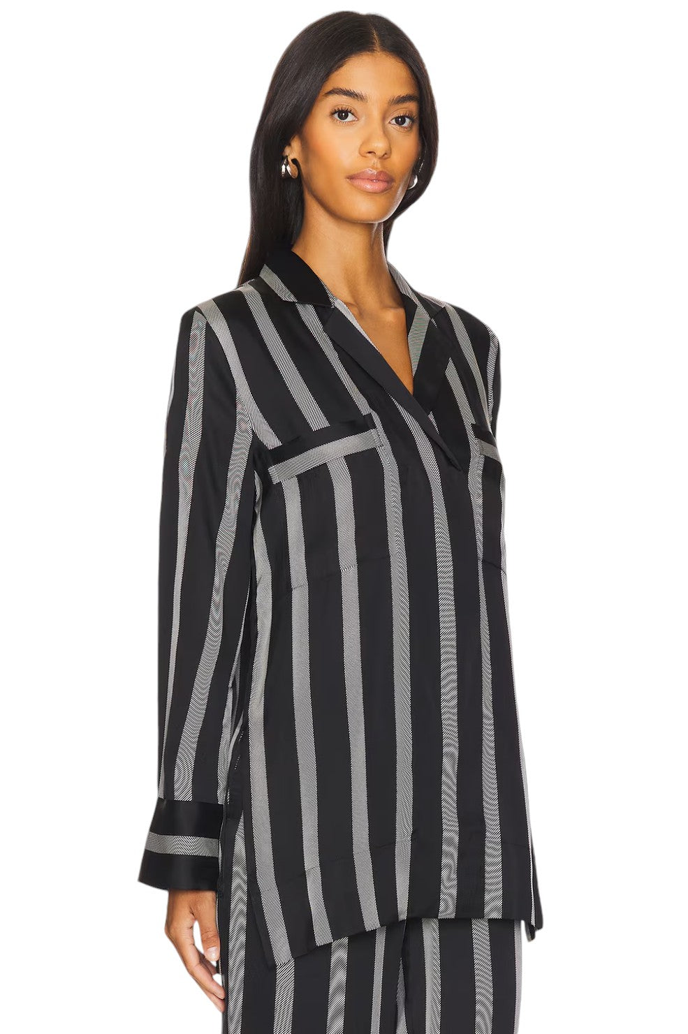 Lynette Shirt - Black Herringbone Stripe