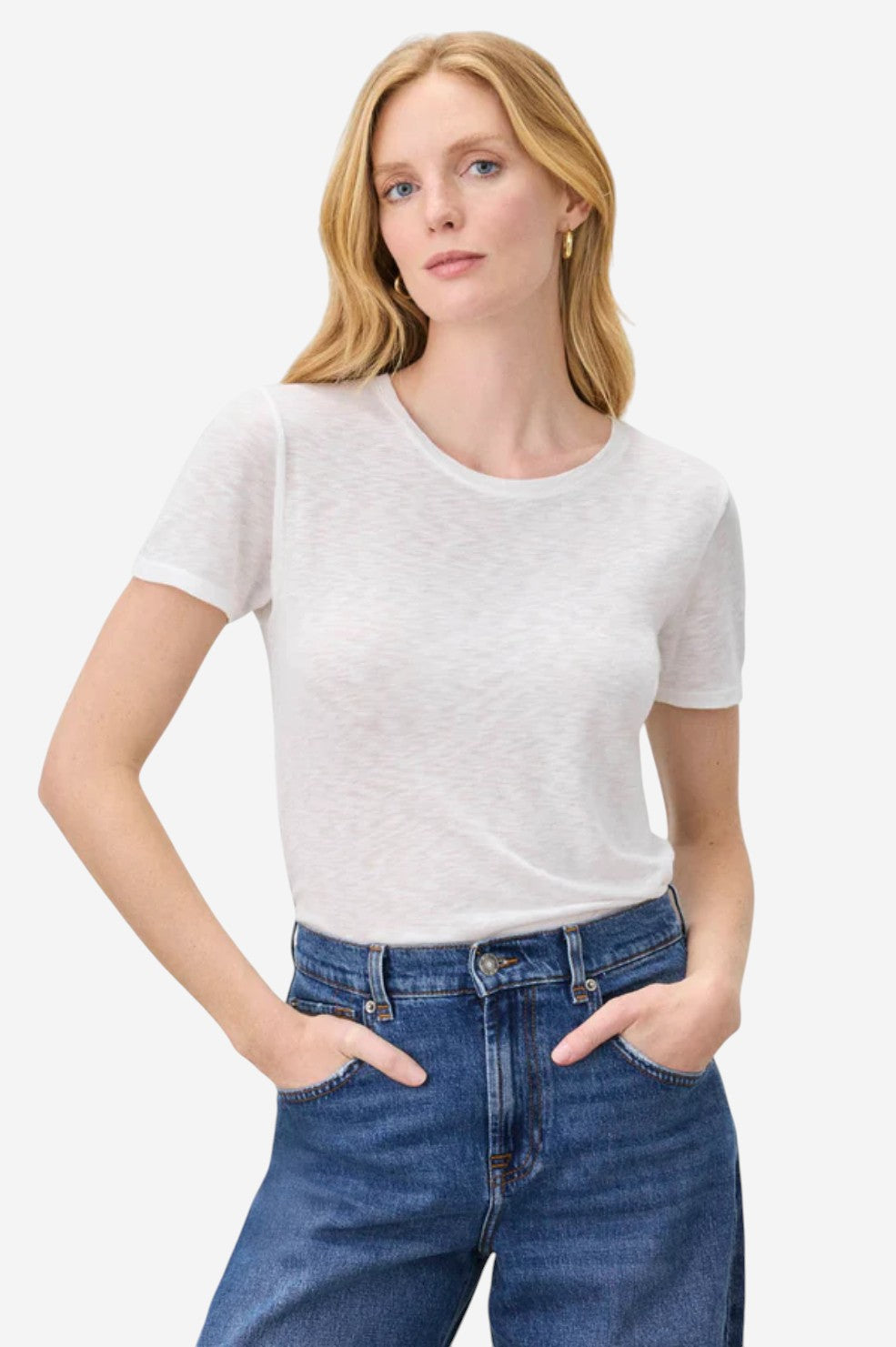 Zoe Slub Crew Neck Tee - White