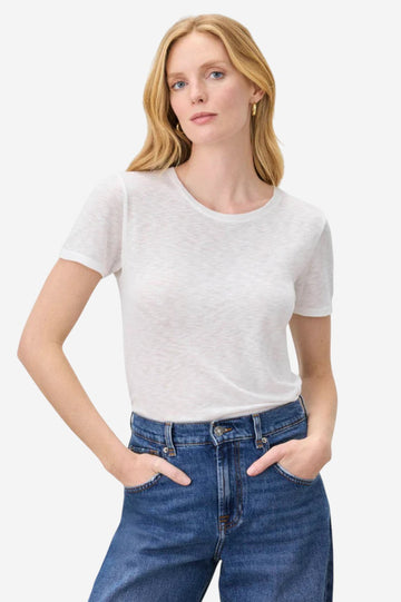 Zoe Slub Crew Neck Tee - White