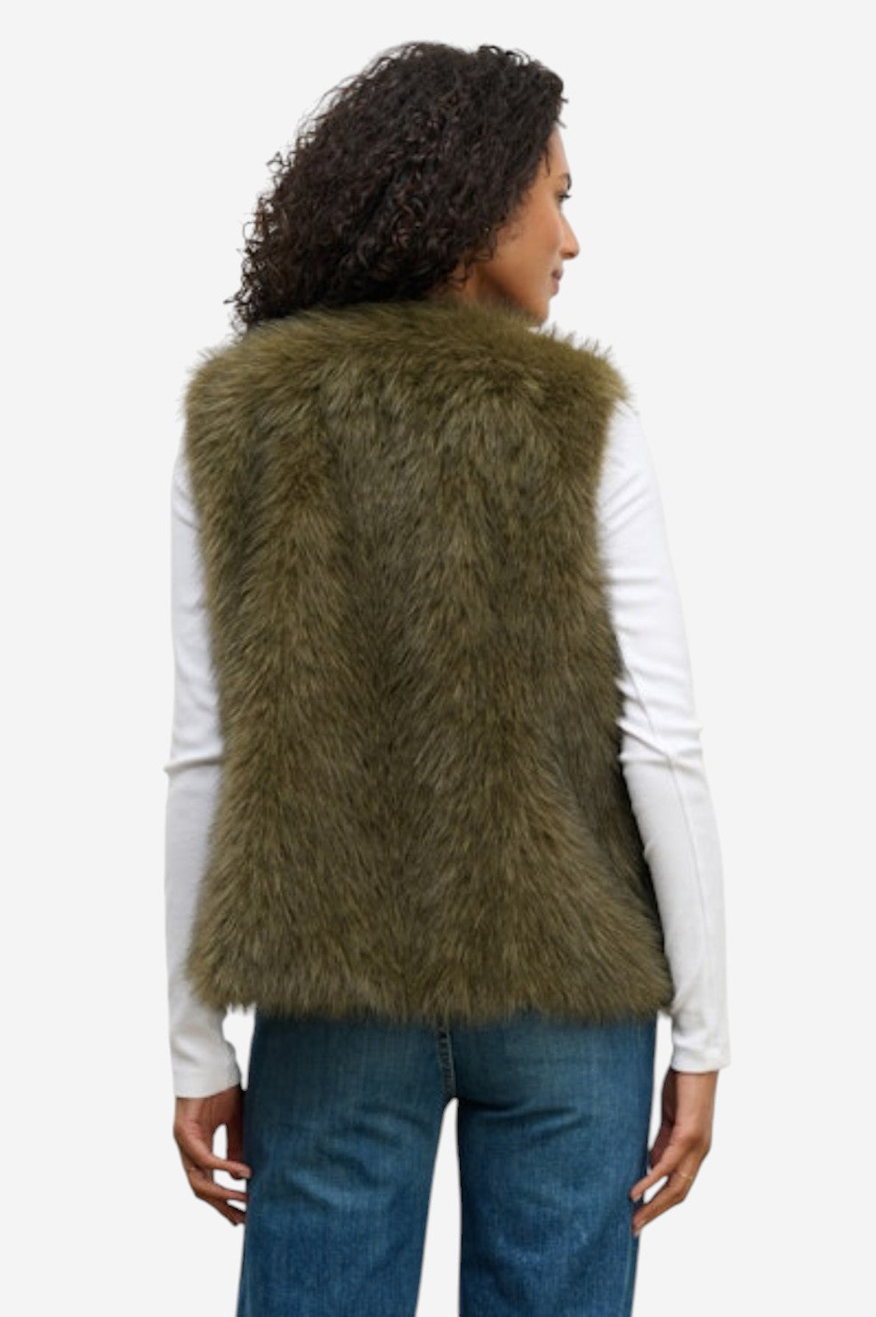 Anastasia Lux Fur Vest - Dark Green