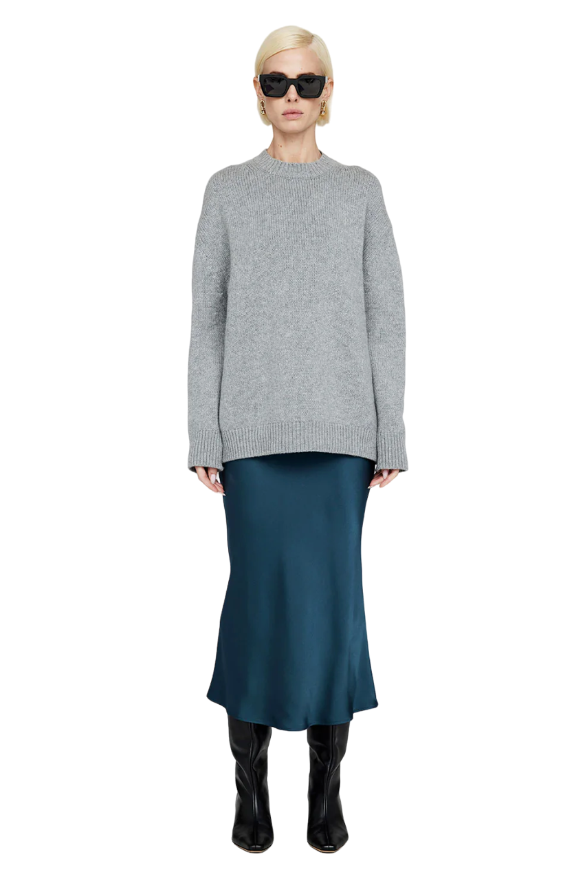 Bar Silk Skirt - Steel Blue