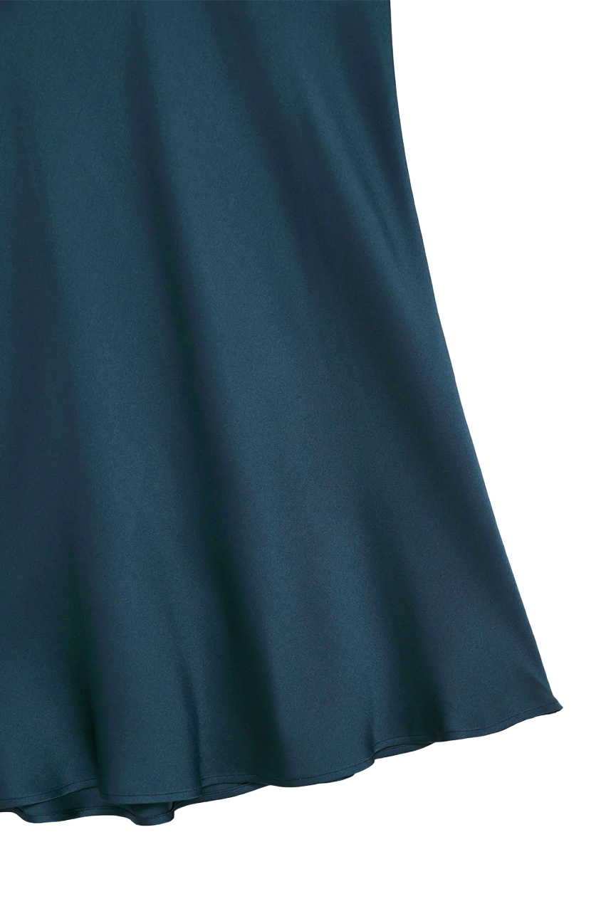 Bar Silk Skirt - Steel Blue