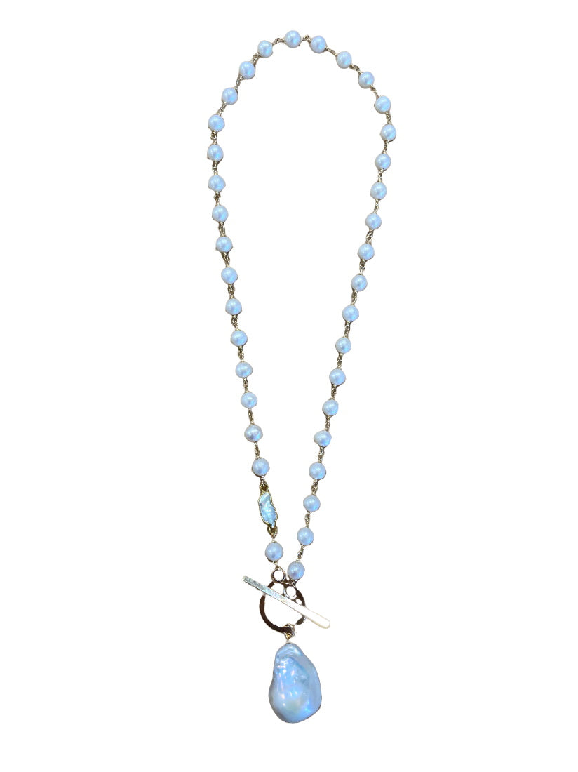 Pearl Toggle Necklace - Gold