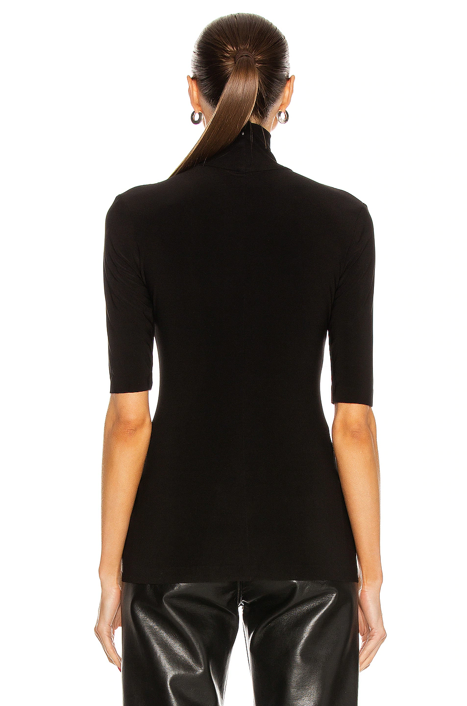 Slim Fit Short Sleeve Turtleneck - Black
