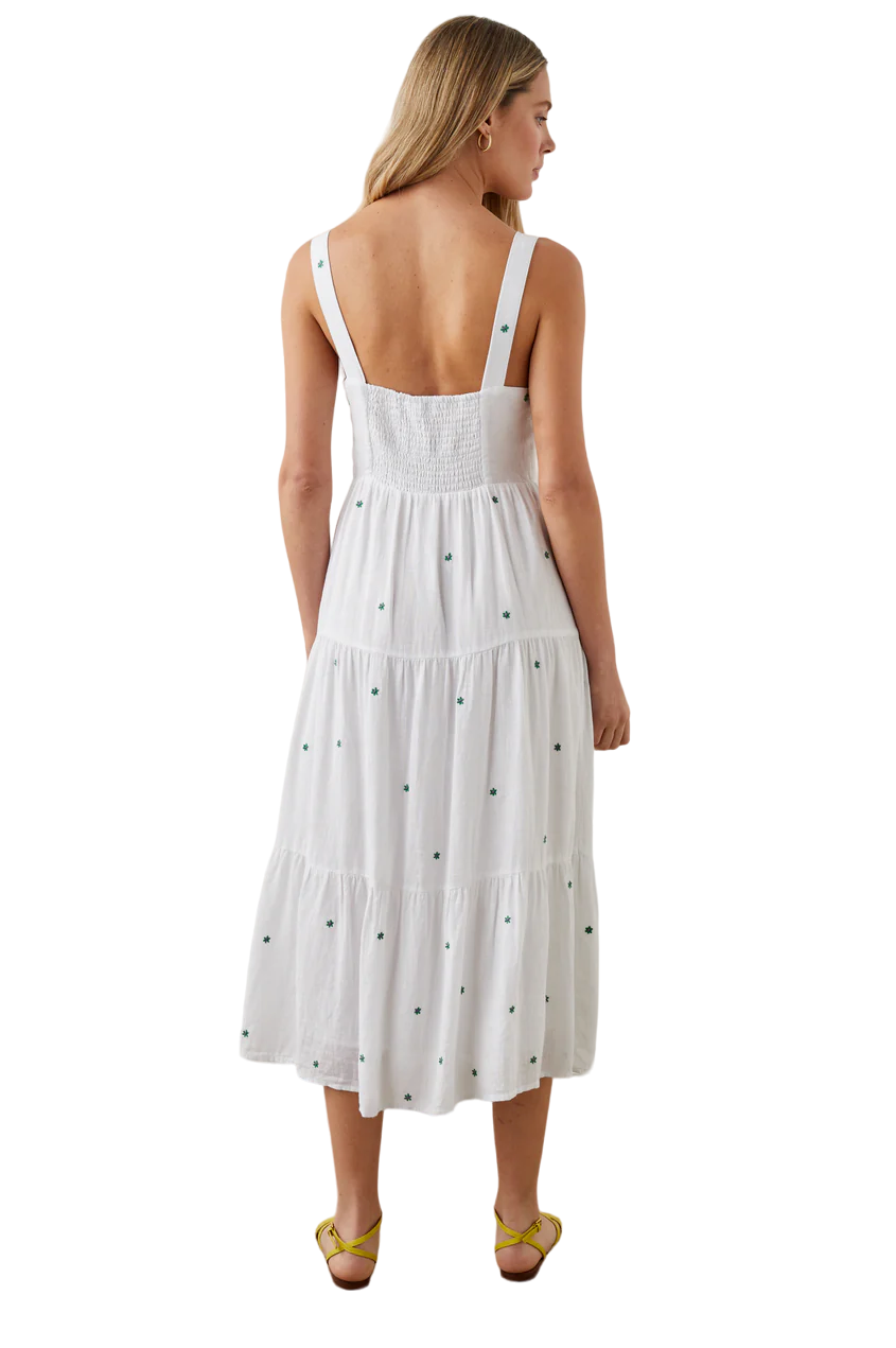 Violet Dress - Green Daisy Embroidery