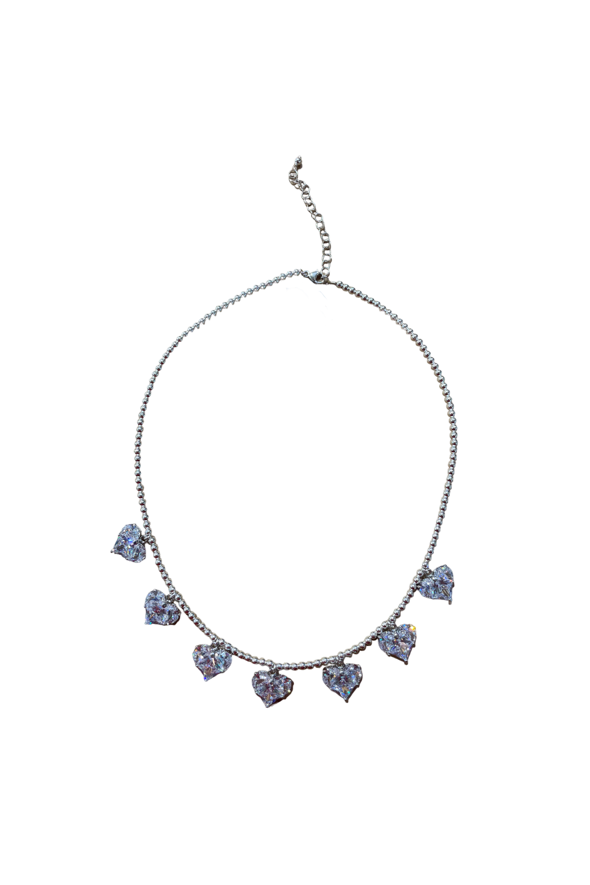 Silver Love Heart Necklace - Clear