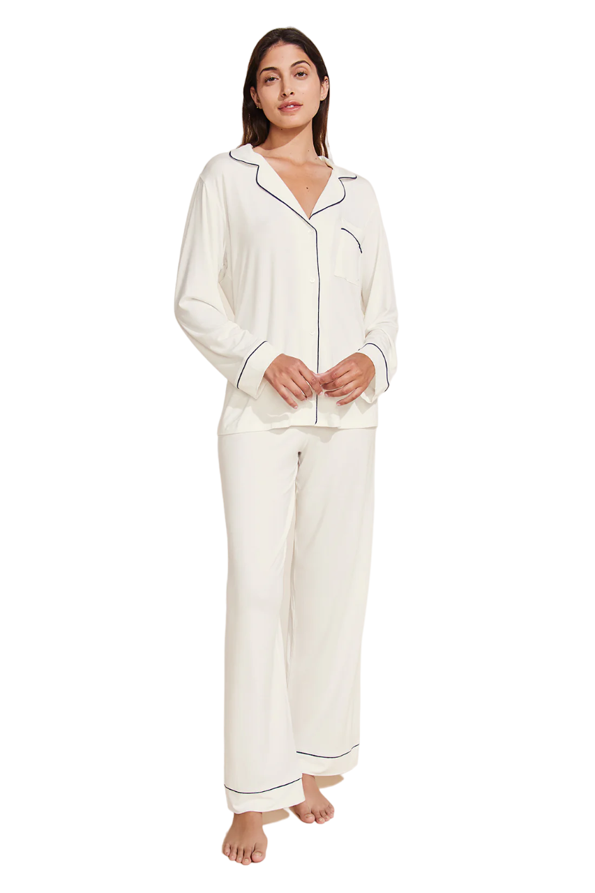 Gisele Long PJ Set - Ivory/Navy