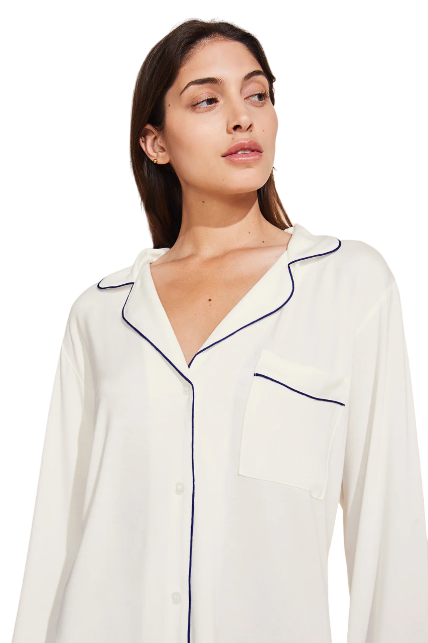 Gisele Long PJ Set - Ivory/Navy