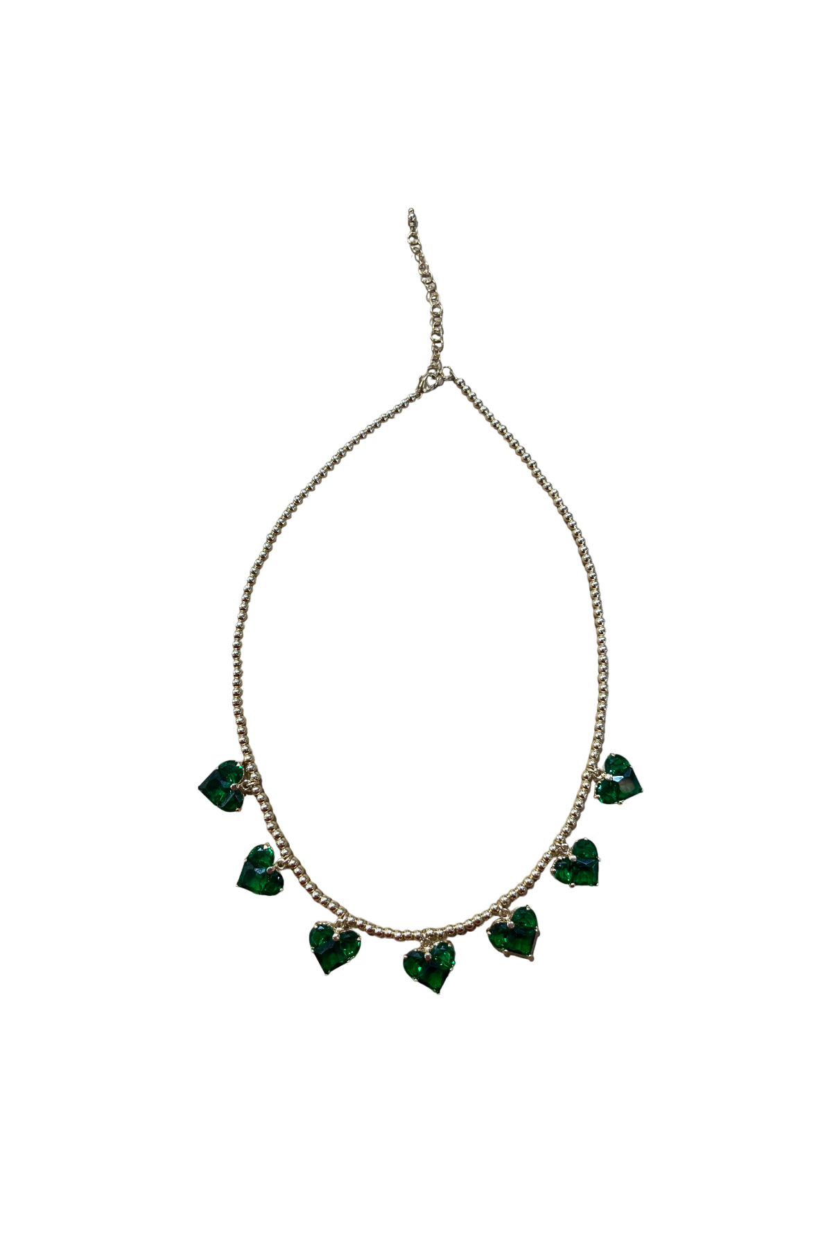 Gold Love Heart Necklace - Green