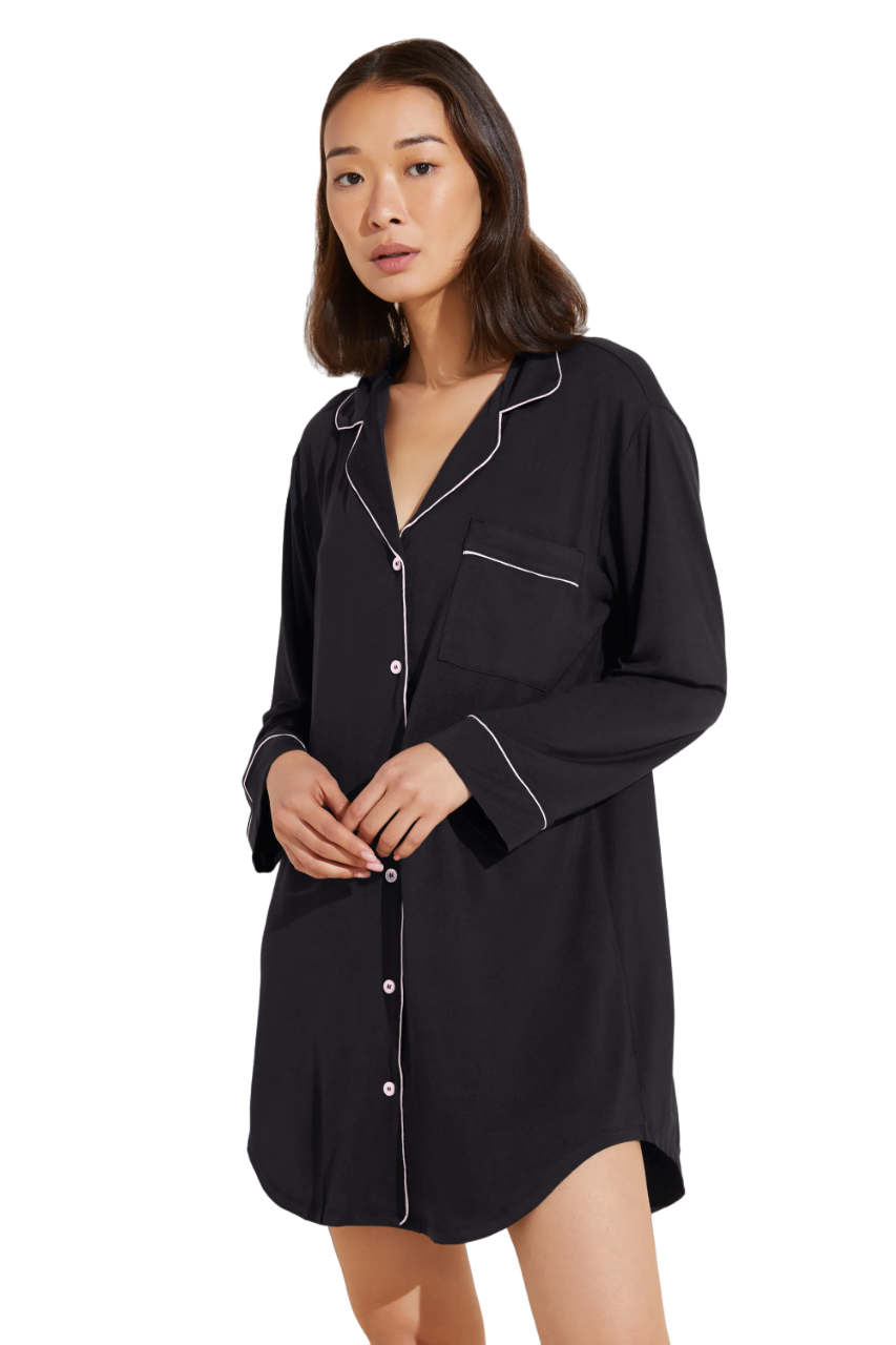 Gisele Sleepshirt - Black/Sorbet Pink