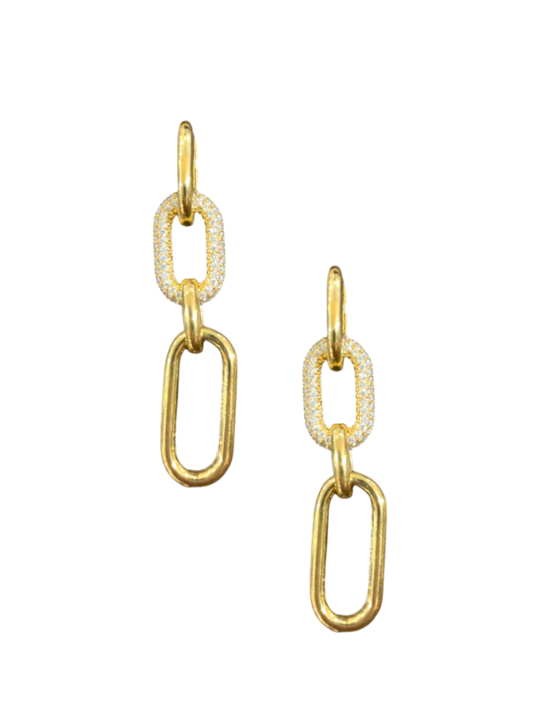 Pave Link Earring - Gold