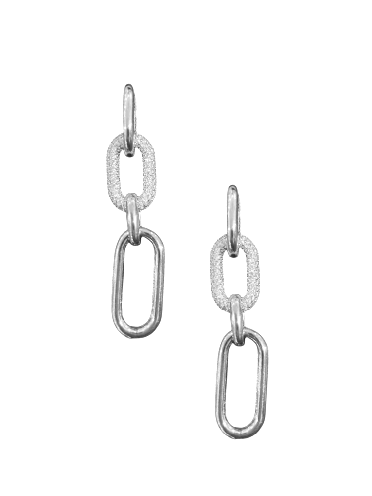 Pave Link Earring - Silver