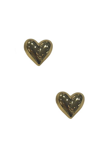 Puffy Heart Studs - Gold