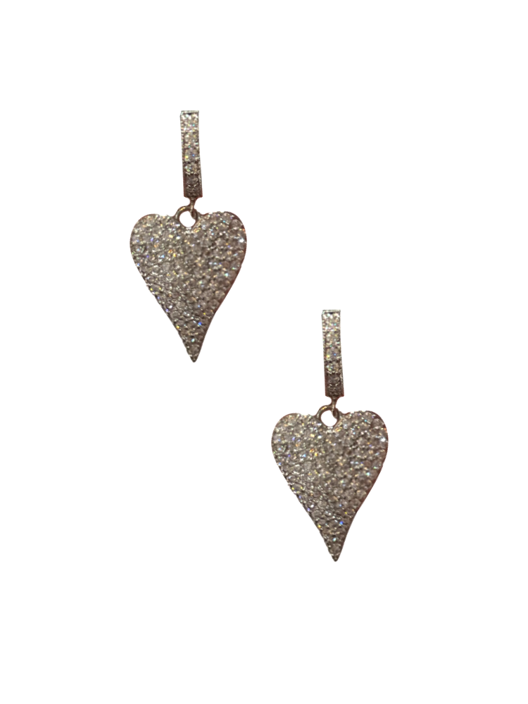 Large Pave Heart Huggies