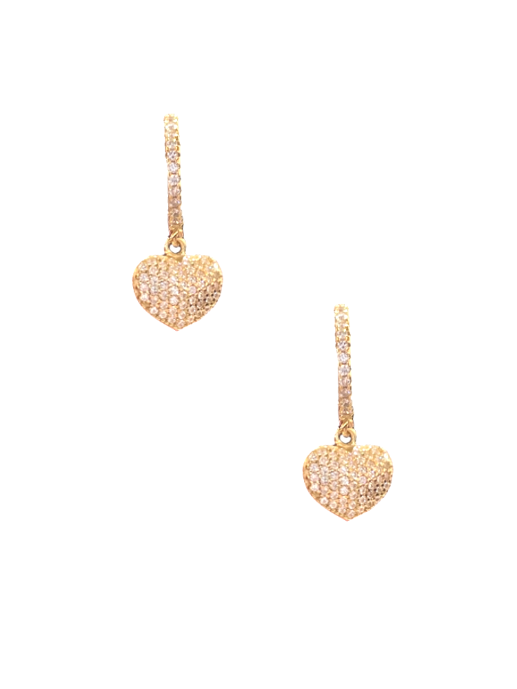 Small Pave Heart Huggies