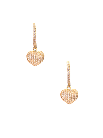 Small Pave Heart Huggies