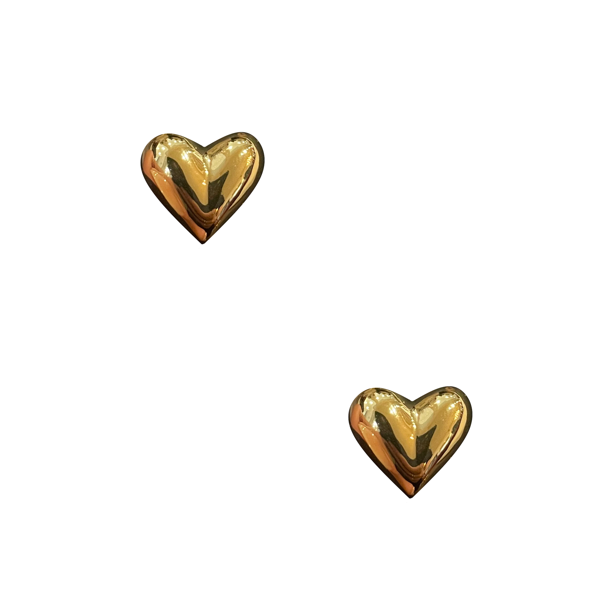 Small Puffy Heart Studs - Gold