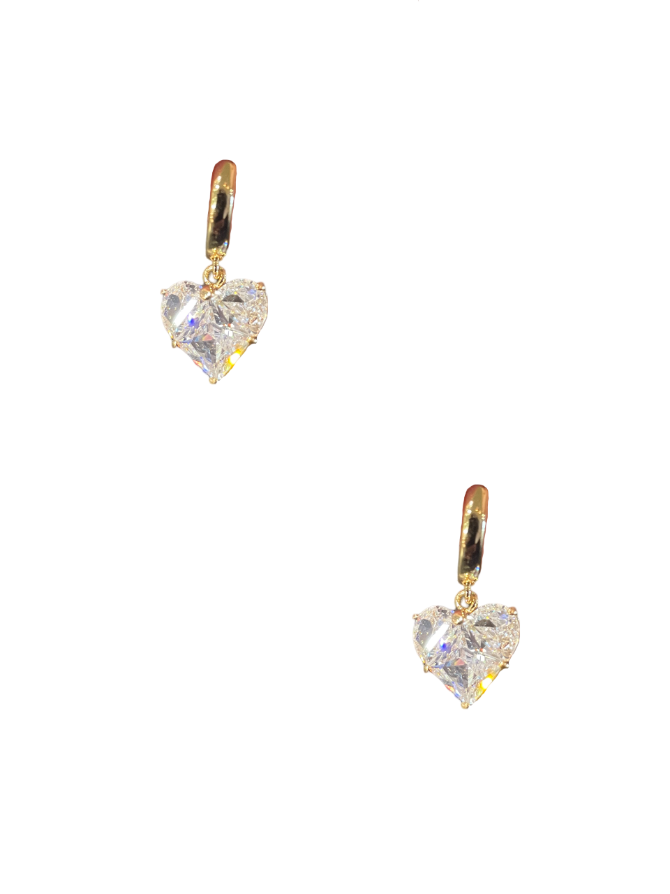 Gold Love Heart Earring - Clear