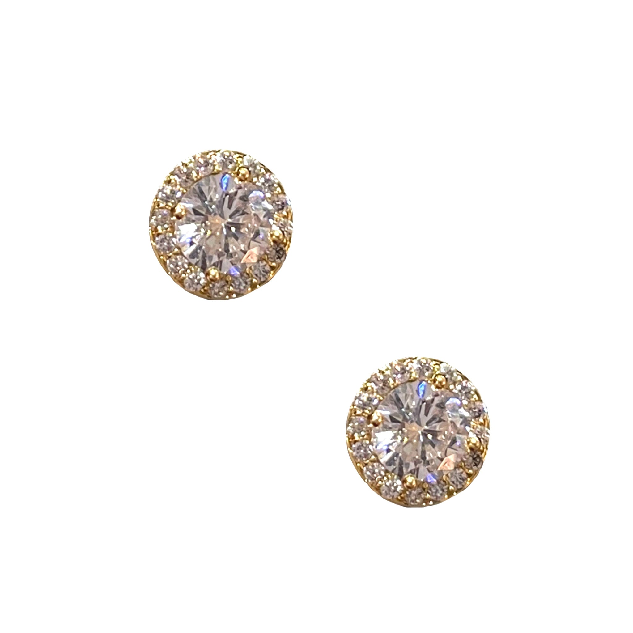 Circle Pave Studs - Gold