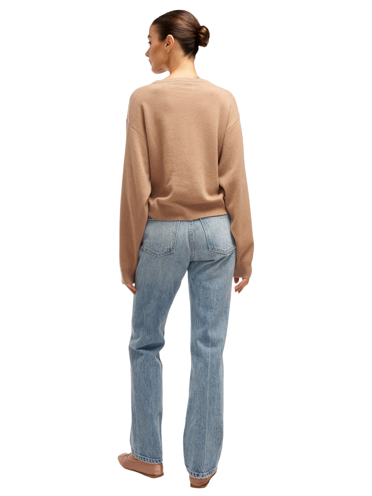 Elodie Crewneck Cashmere Sweater - Camel Tan