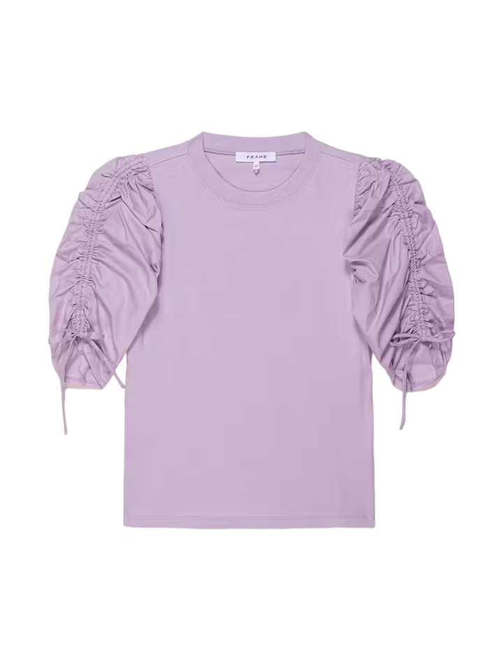 Ruched Tie Sleeve Tee - Lilac