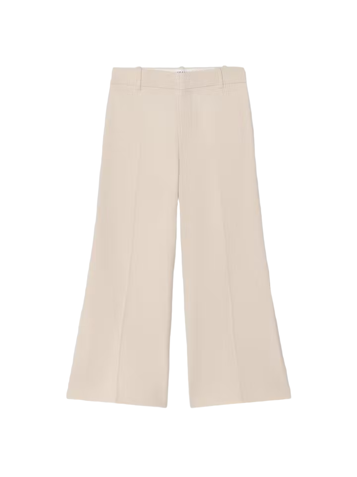 Le Cropped Palazzo Trouser - Bone