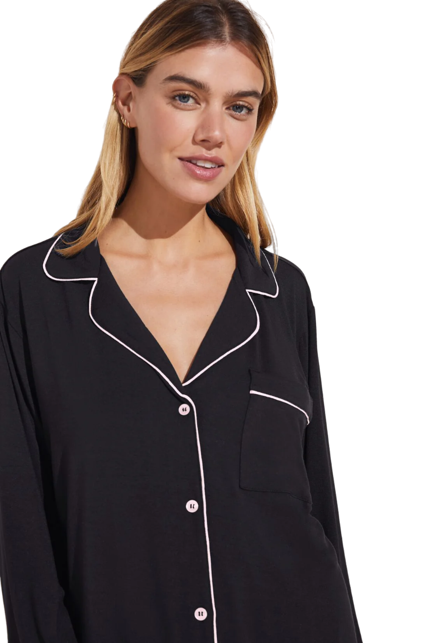 Gisele Long PJ Set - Black/Sorbet Pink