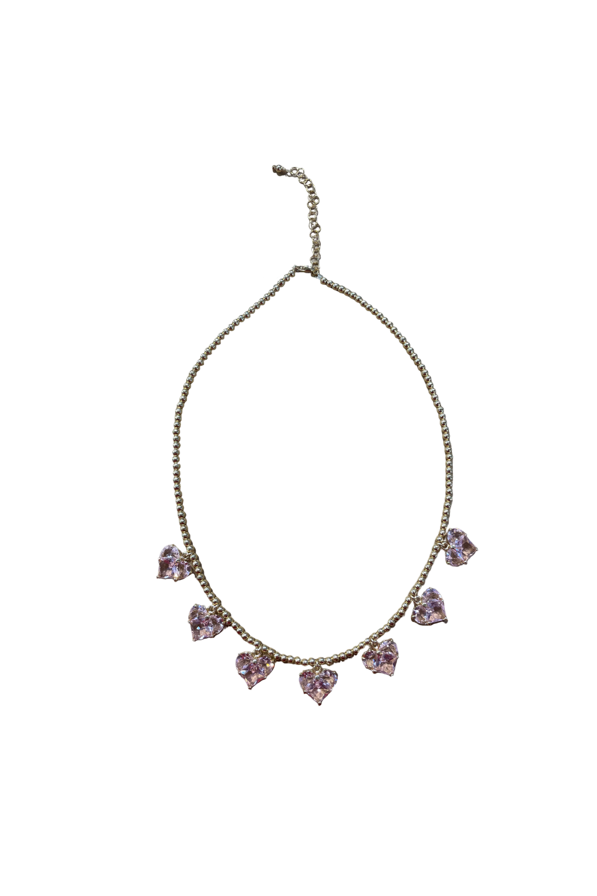 Gold Love Heart Necklace - Pink