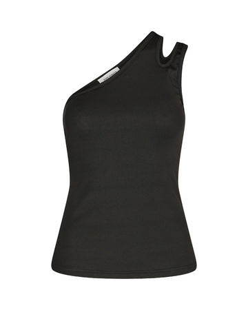 One Shoulder Slit Tank - Black