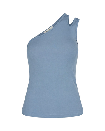 One Shoulder Slit Tank - Blue