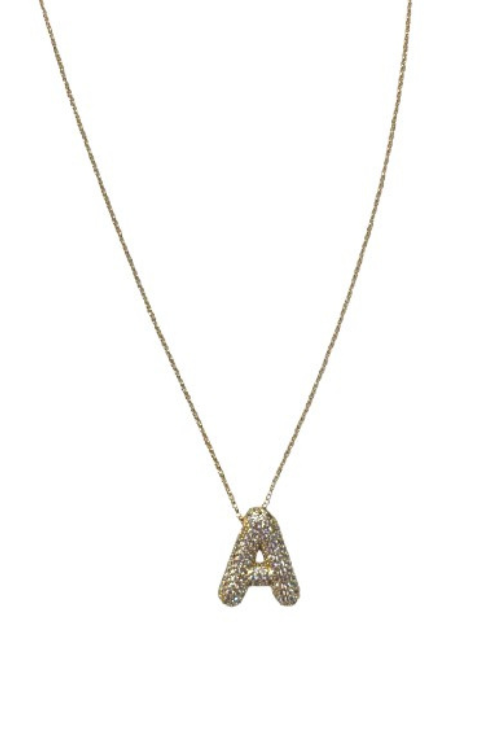 Pavé Bubble Initial Necklace - Gold