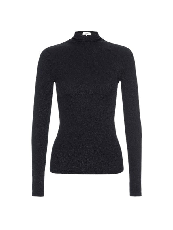 Lurex Turtleneck Top - Black
