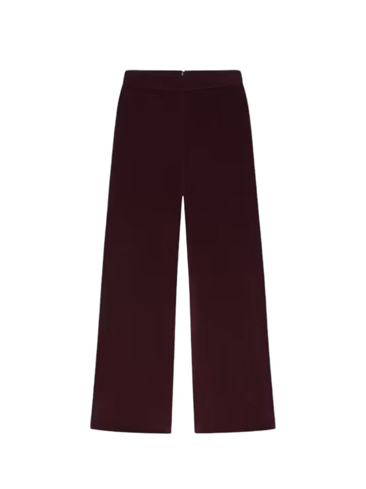 Crop Velvet Wide Leg - Wine