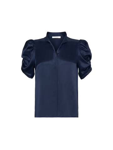 Puff Sleeve Blouse - Navy