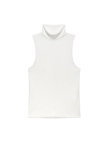Sleeveless Turtleneck Top - White