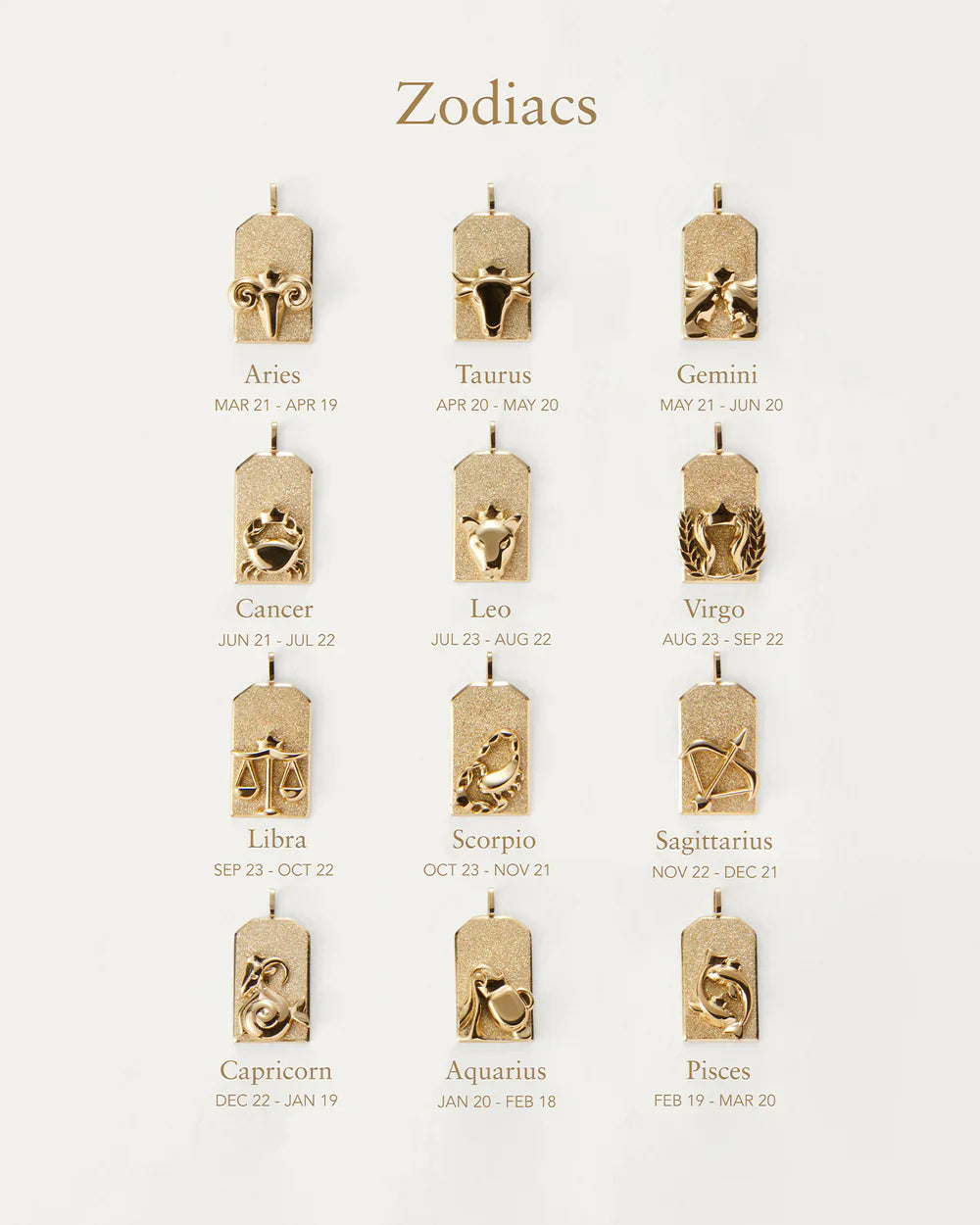 Zodiac Pendant Necklace - Gold